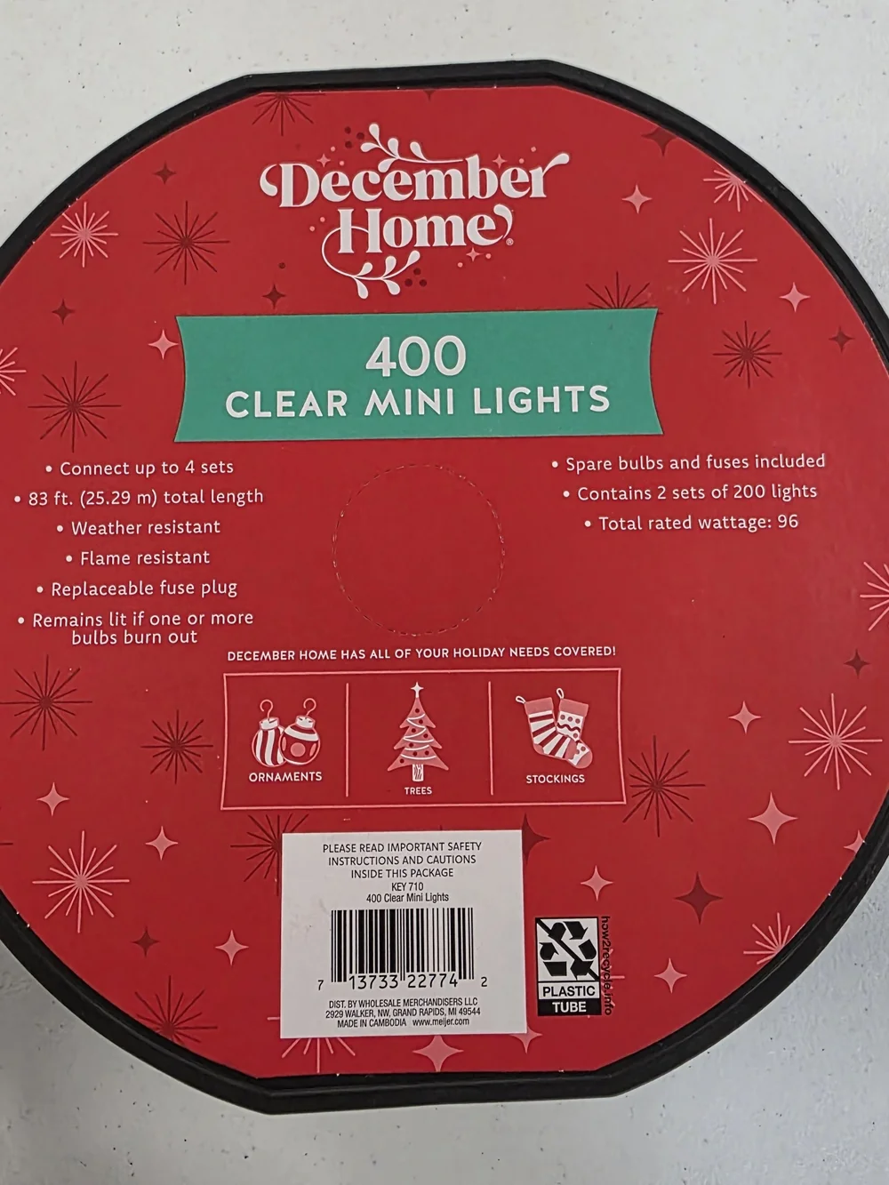 December Home 400 Clear Mini Lights Green Wire 81 Ft Lighted Indoor /Outdoor NEW